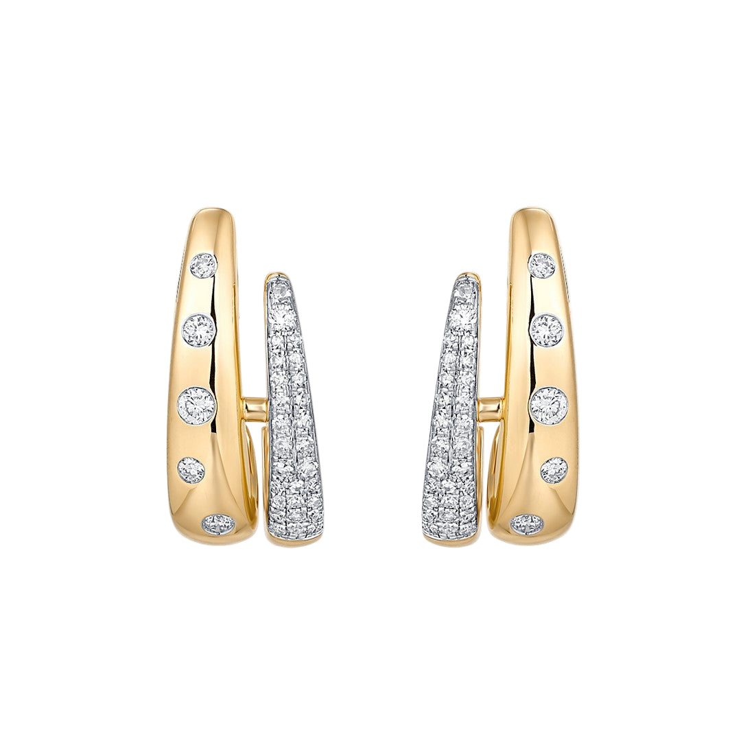 14K Yellow Gold Diamond Earrings Pushbacks