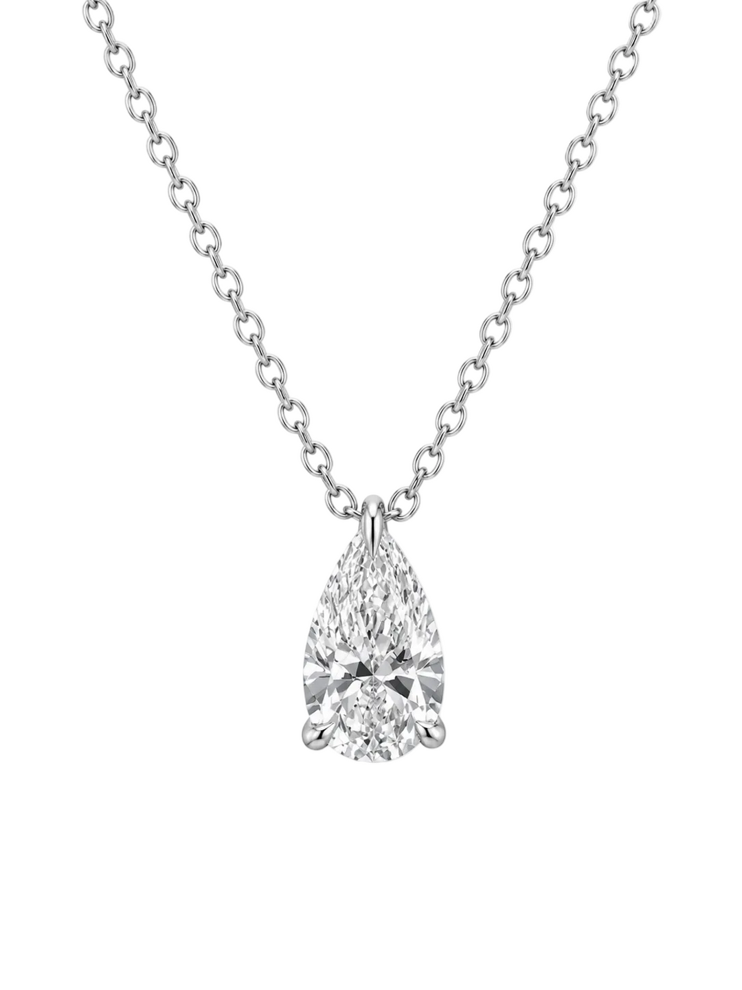 14K White Gold Lab Diamond Pear Cut Necklace