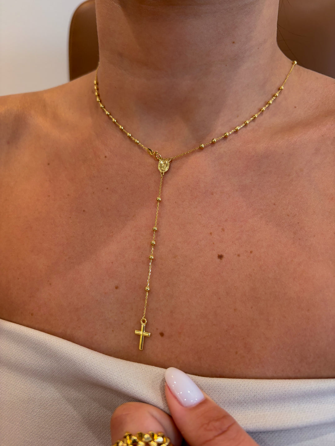 14K Yellow Gold Rosary 2.5mm Necklace