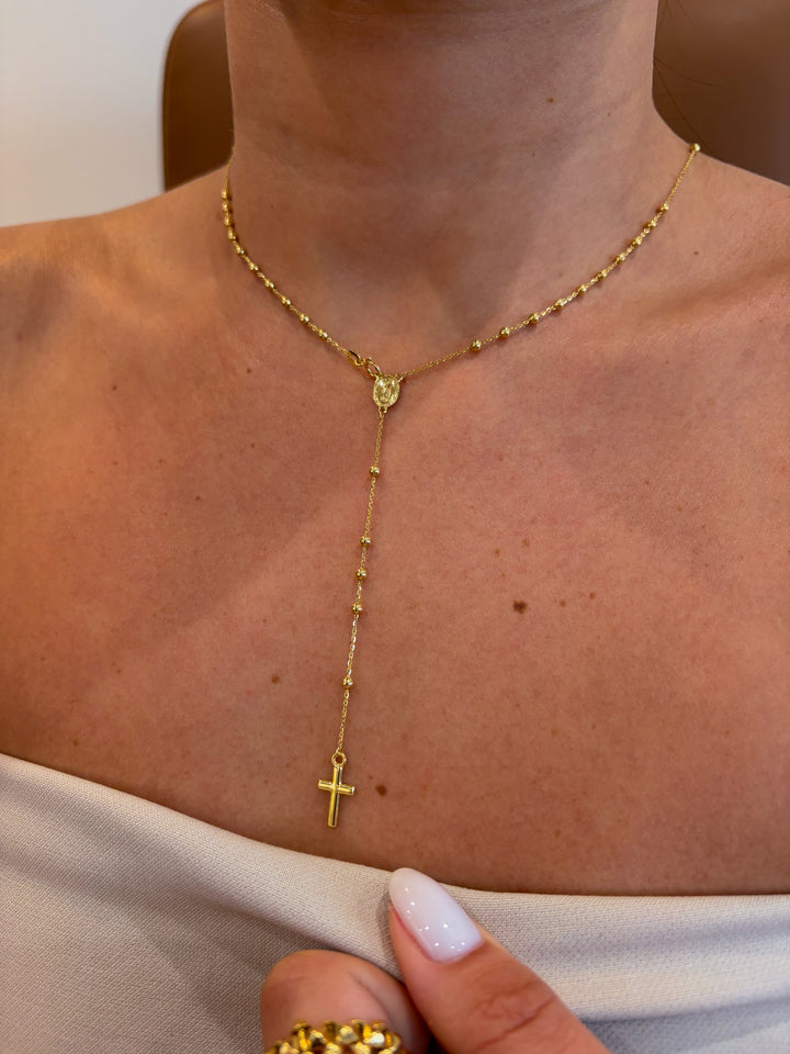 14K Yellow Gold Rosary 2.5mm Necklace