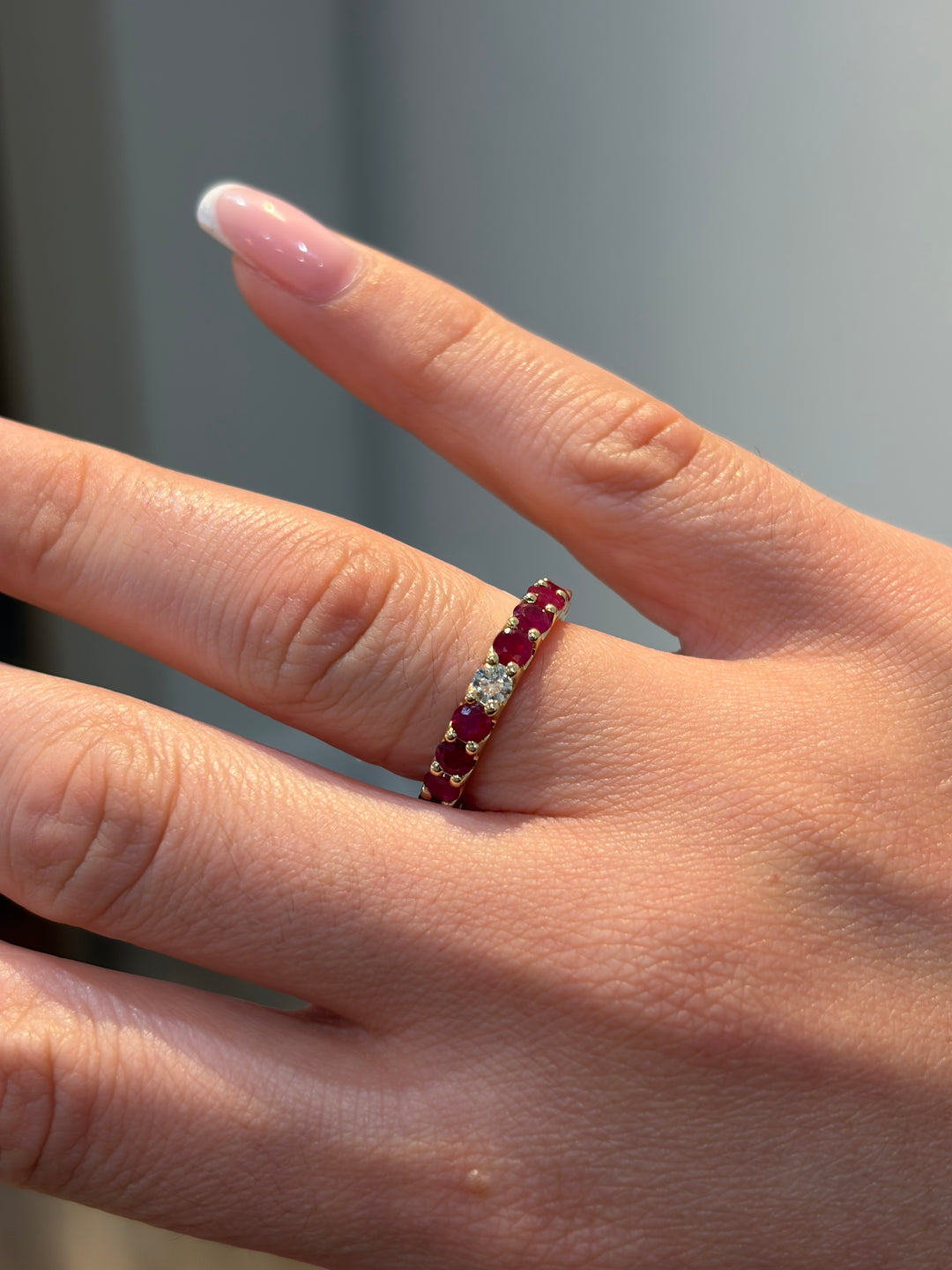 14K Yellow Gold Ruby and Diamond Ring Band