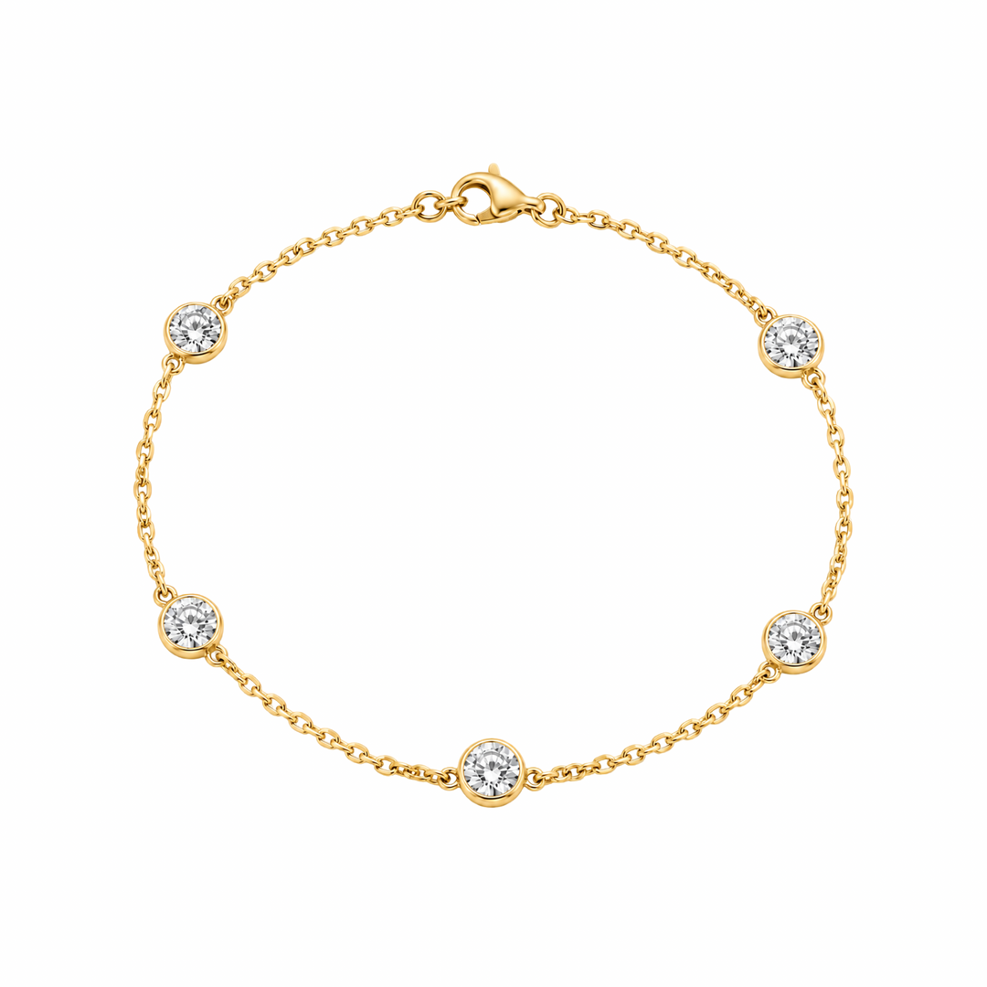 14K Yellow Gold By the Yard Lab Diamond Bezel Bracelet