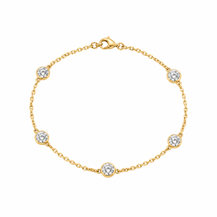 14K Yellow Gold By the Yard Lab Diamond Bezel Bracelet