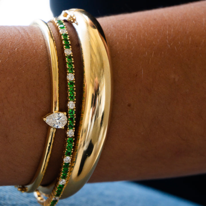 14K Plain Gold Bold Bangle Bracelet