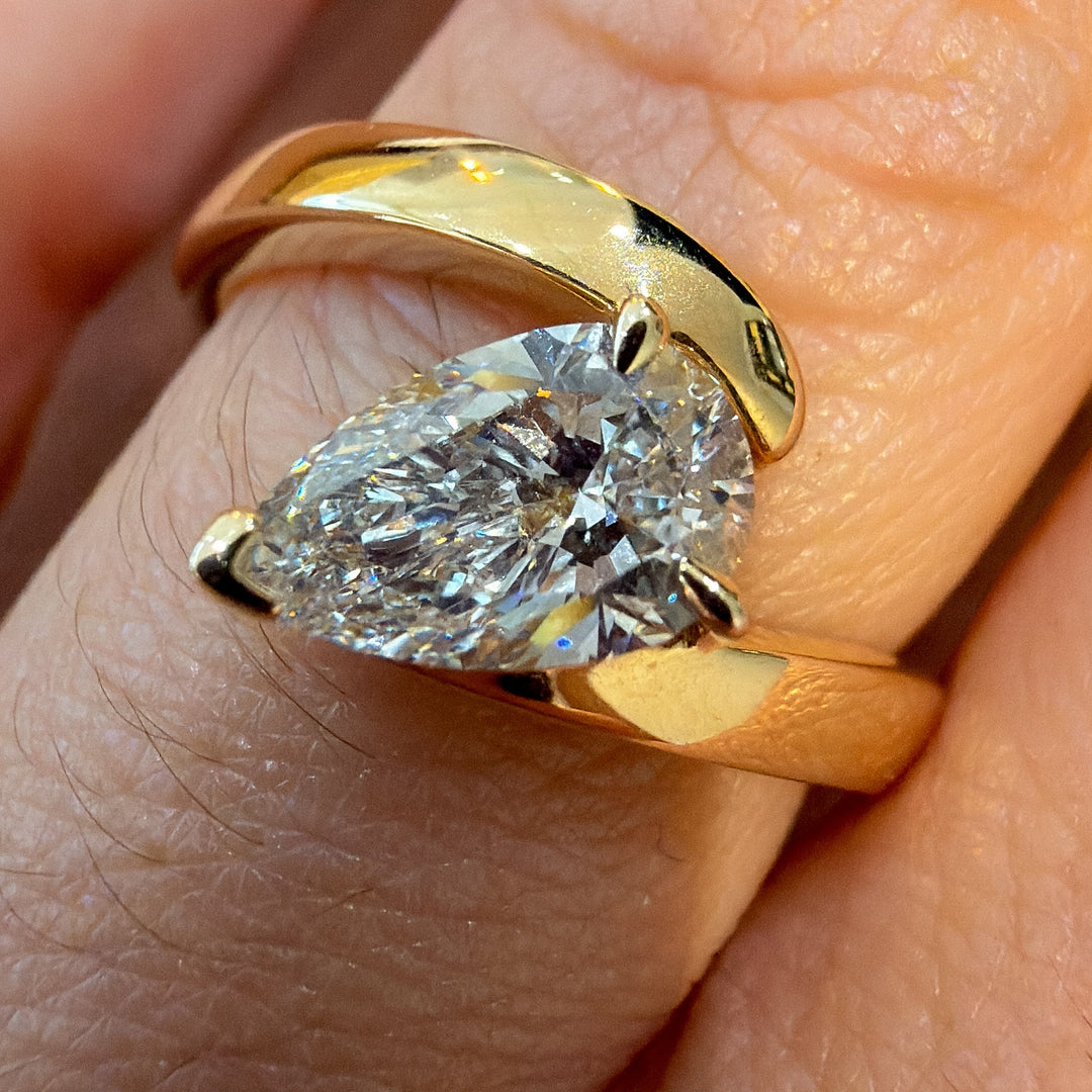 14K Yellow Gold Lab Grown Diamond Pear Shape Ring