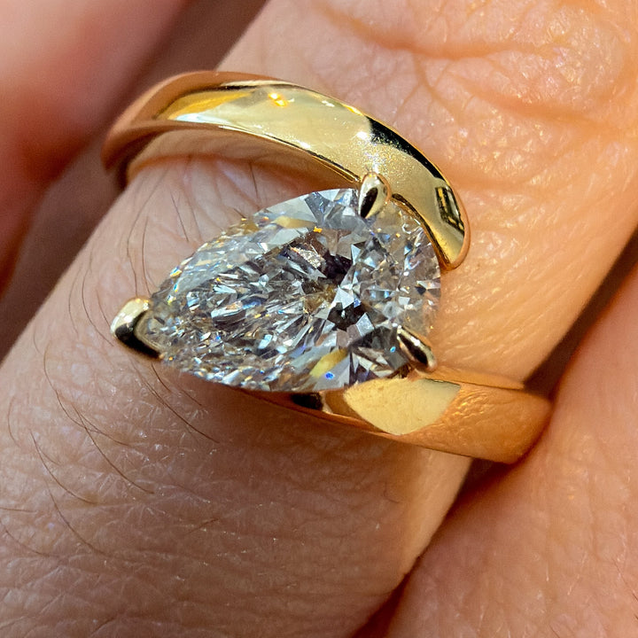 14K Yellow Gold Lab Grown Diamond Pear Shape Ring