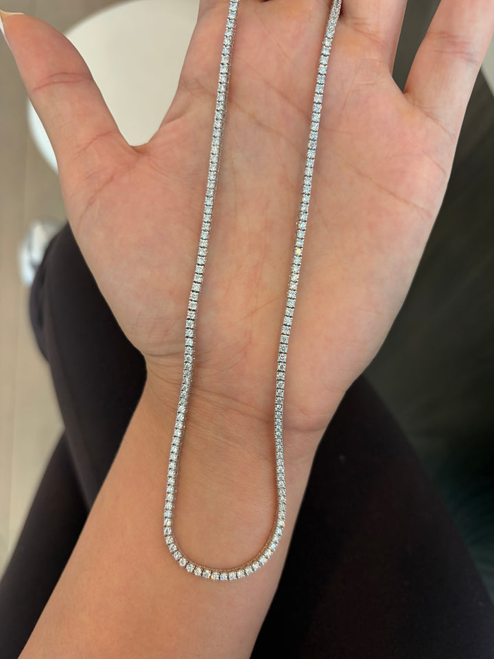 14K White Gold Lab Diamond Tennis Chain Necklace