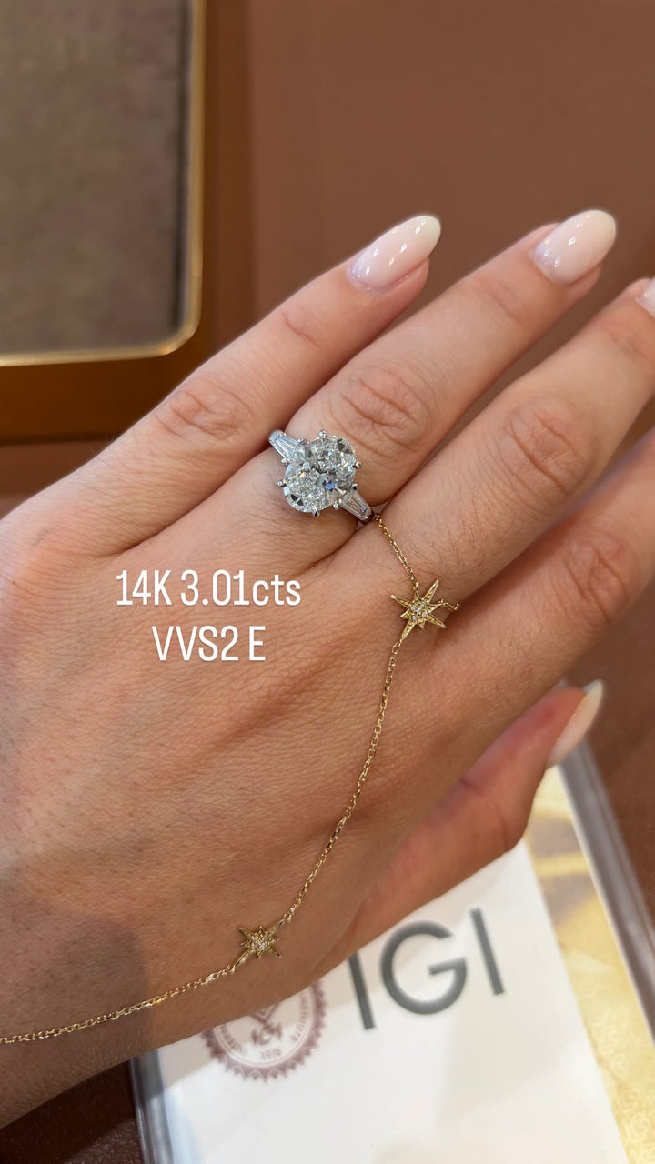 14K White Gold Oval Cut Lab Diamond Ring