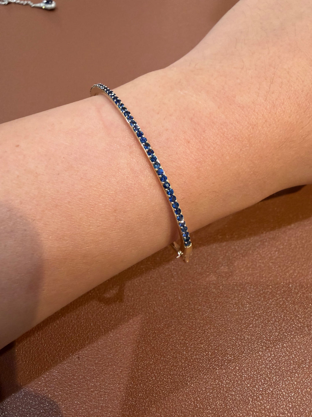14K Yellow Gold Sapphire Bangle Bracelet