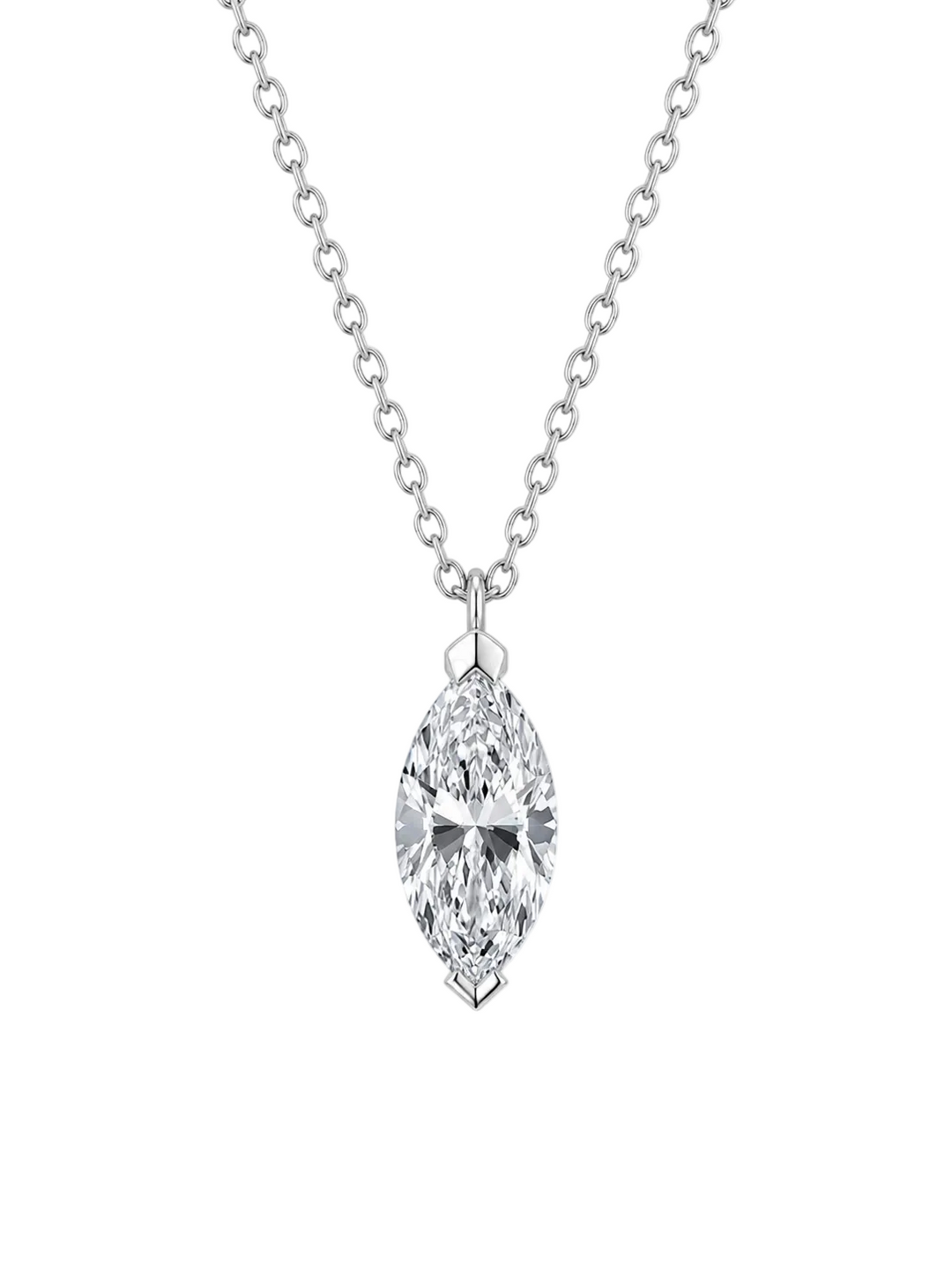 14K White Gold Lab Diamond Marquise Cut Necklace