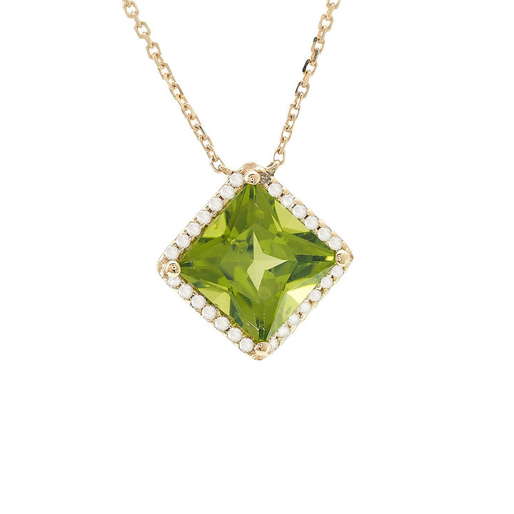 14K Classic Square Prong Peridot Necklace