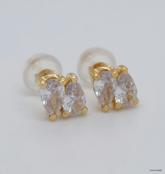18K Clear Doble Pear Earrings