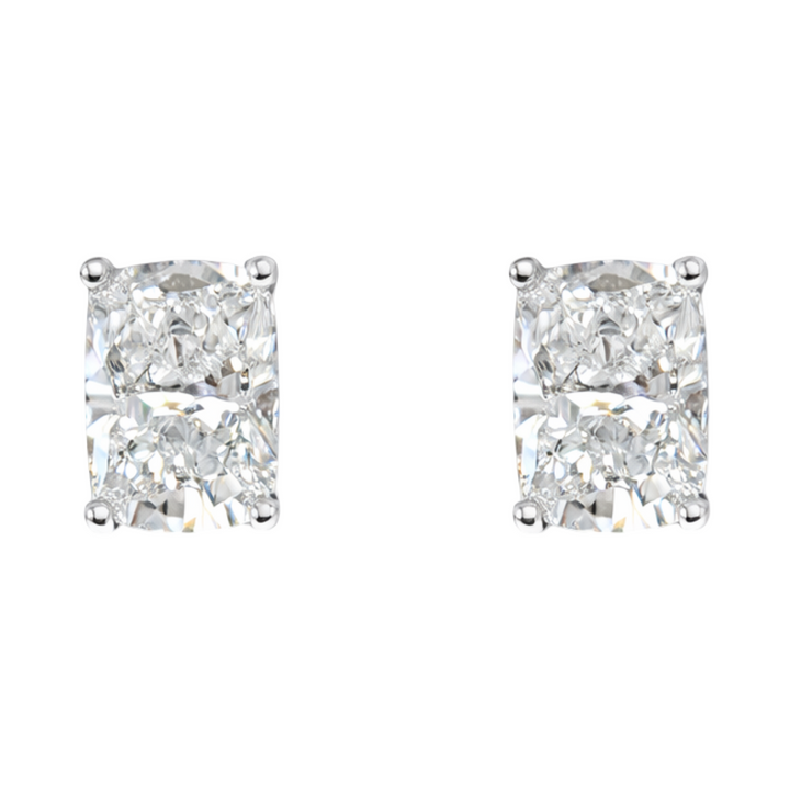 14K White Gold Cushion Cut Lab Diamond screwbacks Earrings
