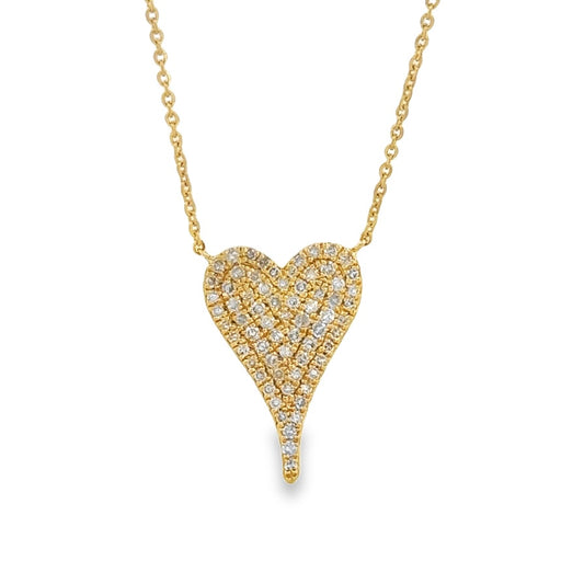 18K 0.31 CT Natural Diamonds Yellow Gold Heart Necklace