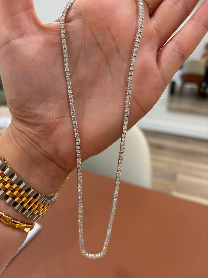 14K White Gold Lab Diamond Classic Tennis Chain