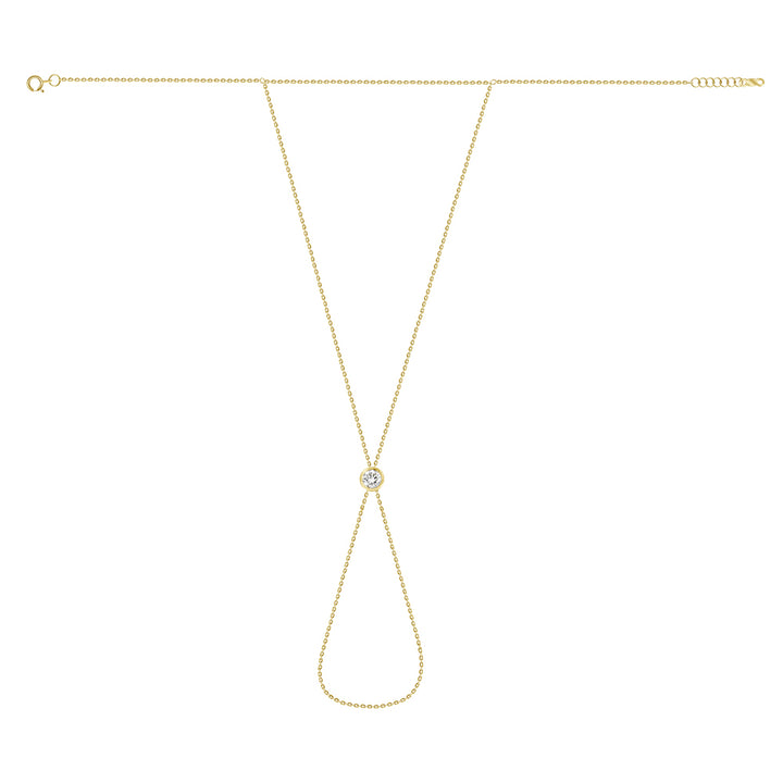 18K Yellow Gold Diamond Bezel Hand Chain Bracelet