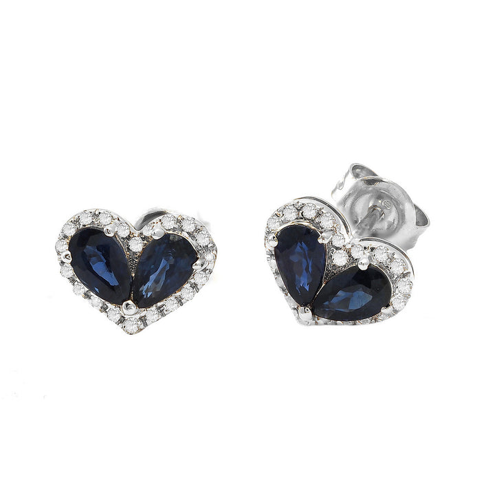 Diamond + Sapphire Heart Shape Earrings