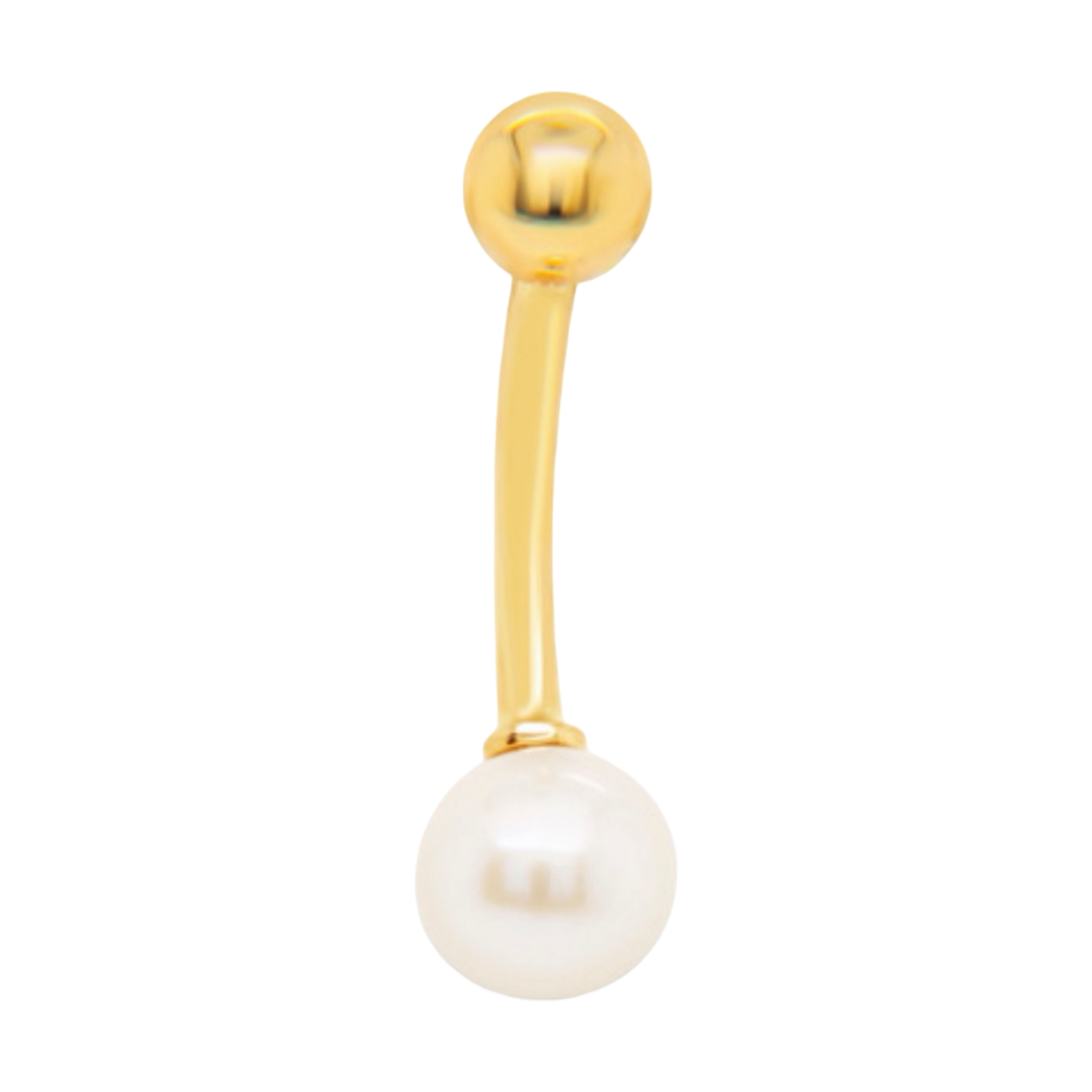 14K Yellow Gold and Pearl Belly Piercing