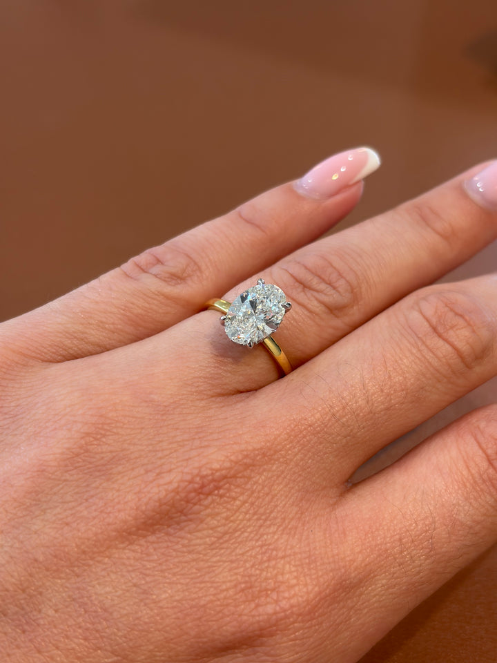 14K Yellow Gold Lab Diamond Oval Cut Ring