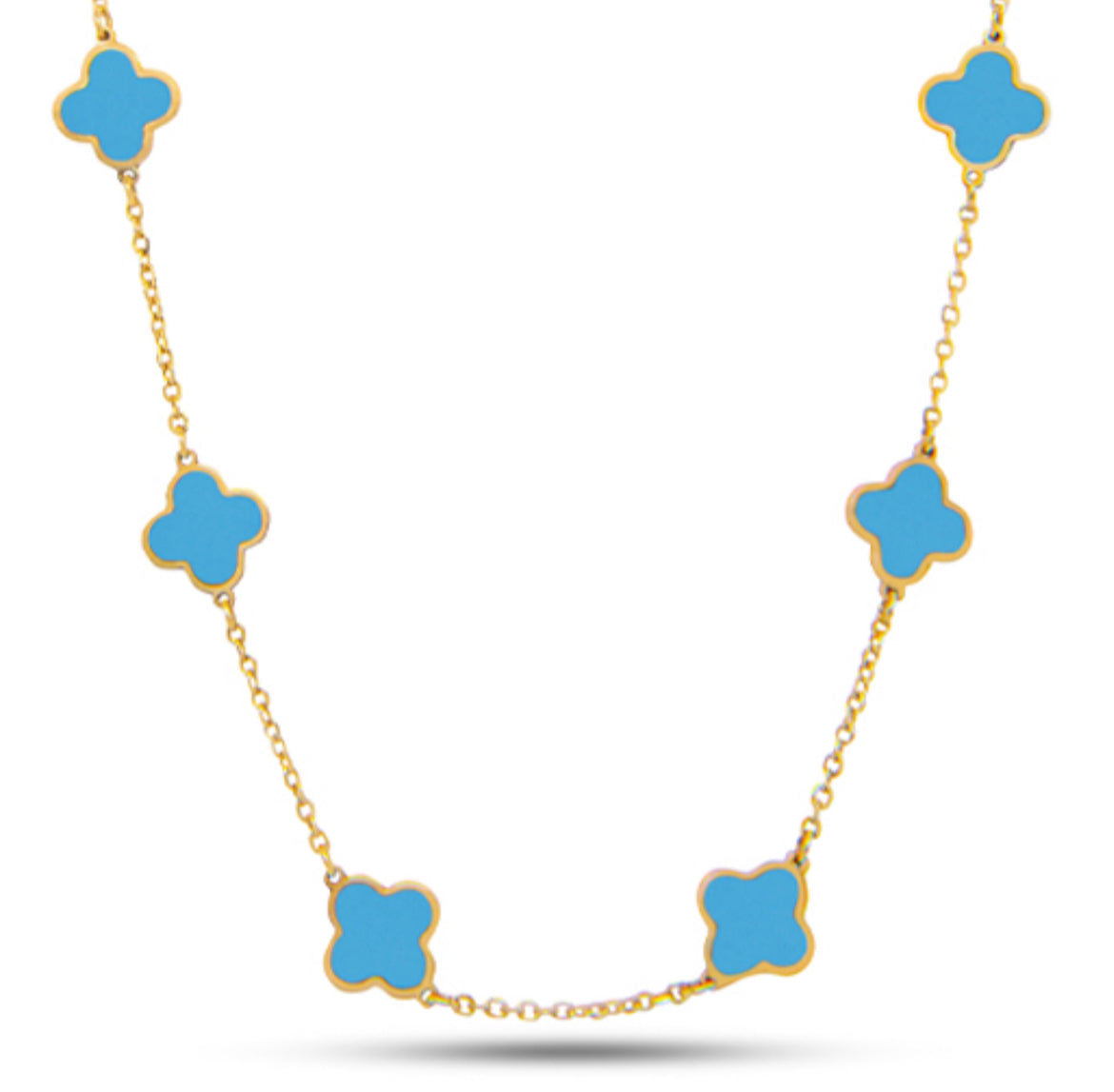 14k Gold Turquoise Necklace (7 Trebol) – Lorena Jewels