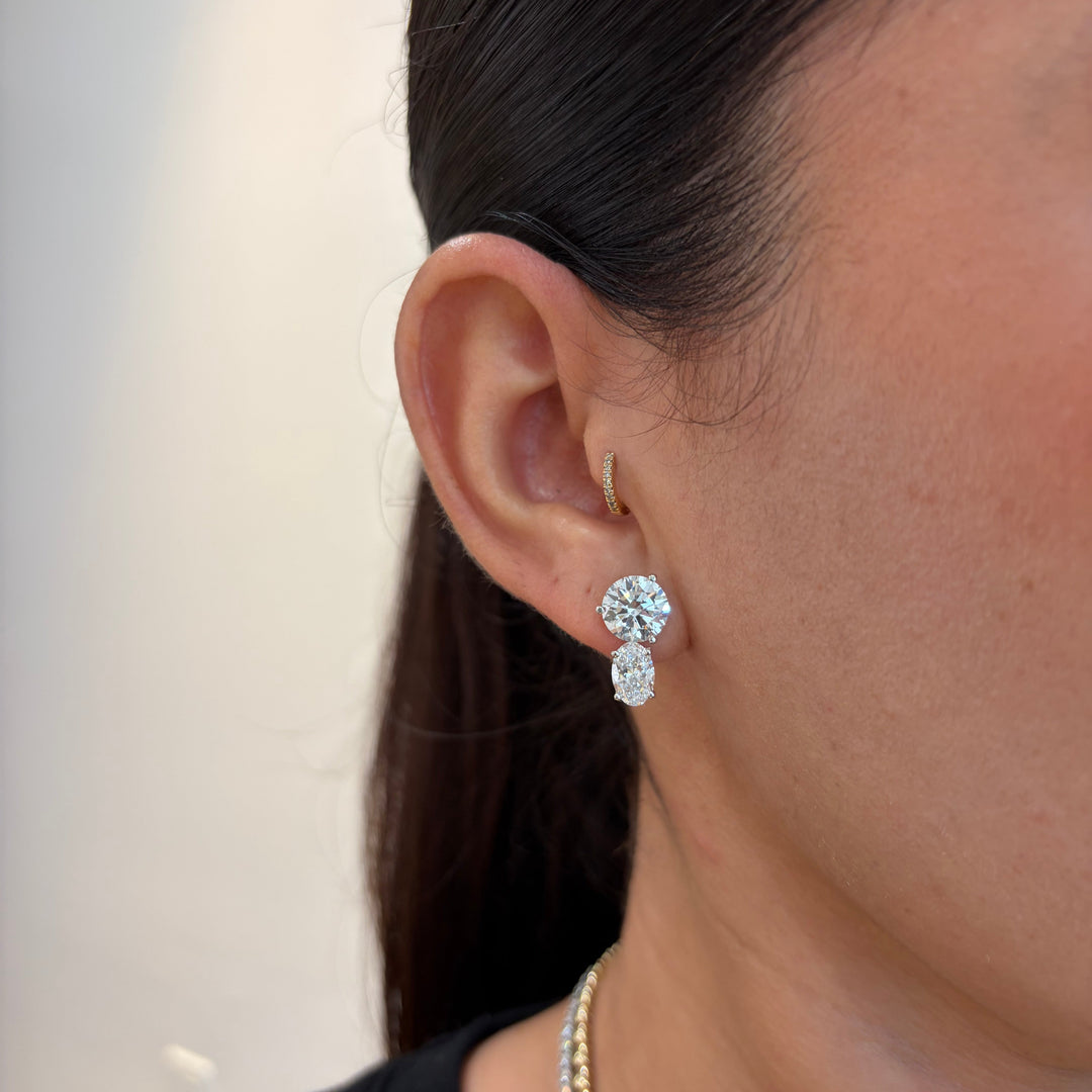 14K White Gold Lab Diamond Oval Cut Ear Jacket