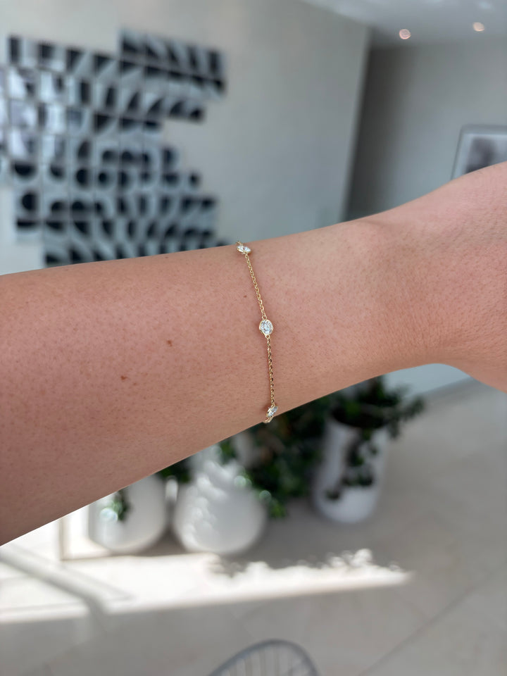 14K Yellow Gold By the Yard Lab Diamond Bezel Bracelet