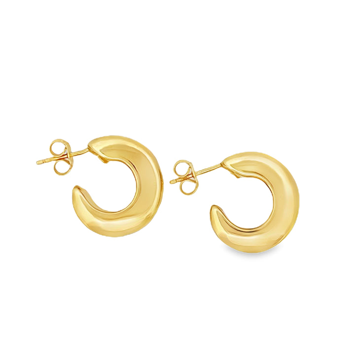 14K Yellow Gold Pushback Open Hoops