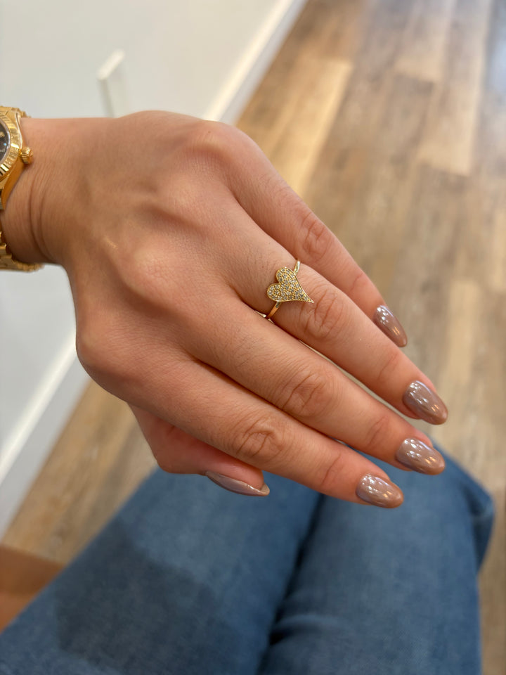 14K Heart Diamond Gold Corazón Ring