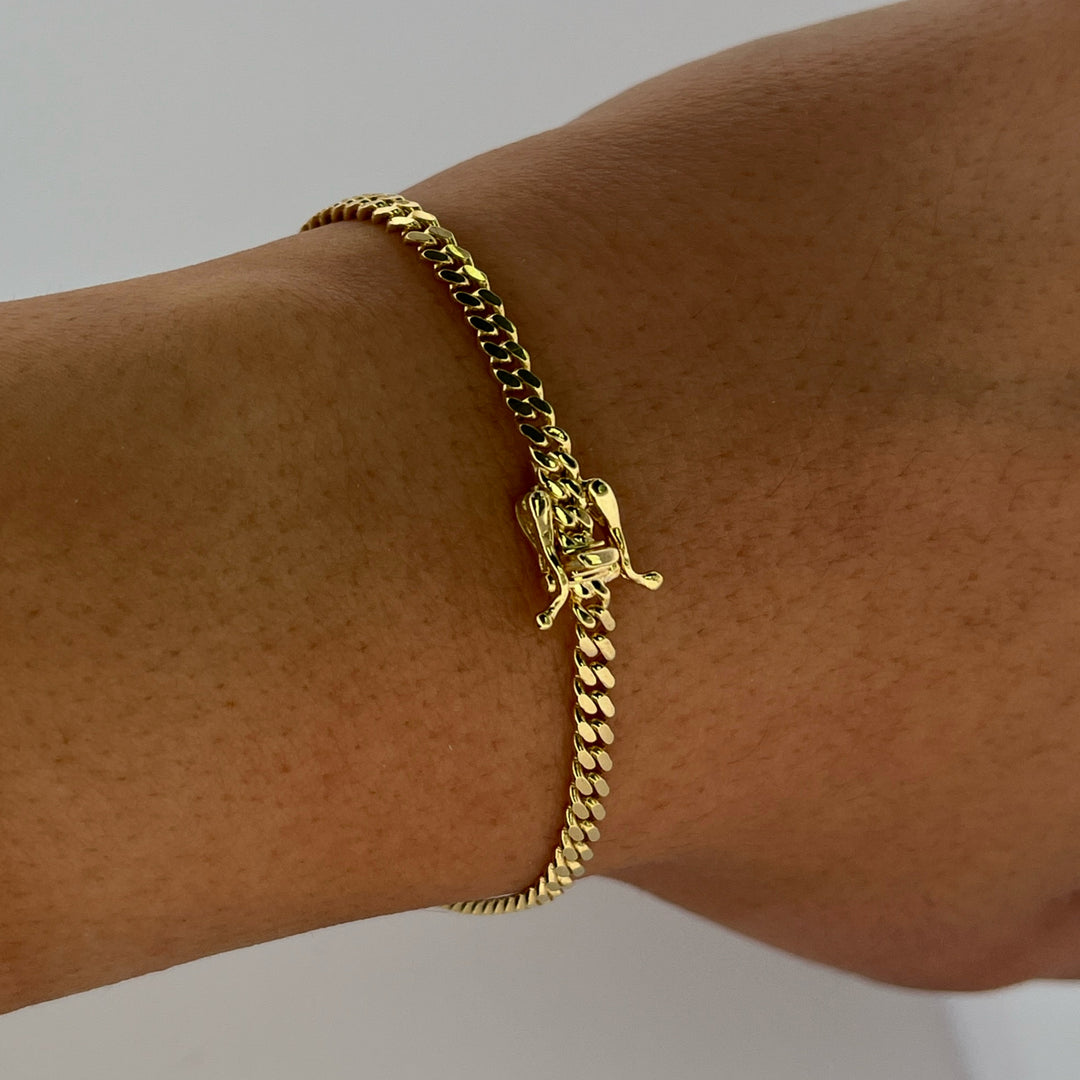 14K Yellow Gold 3mm Cuban Link Bracelet