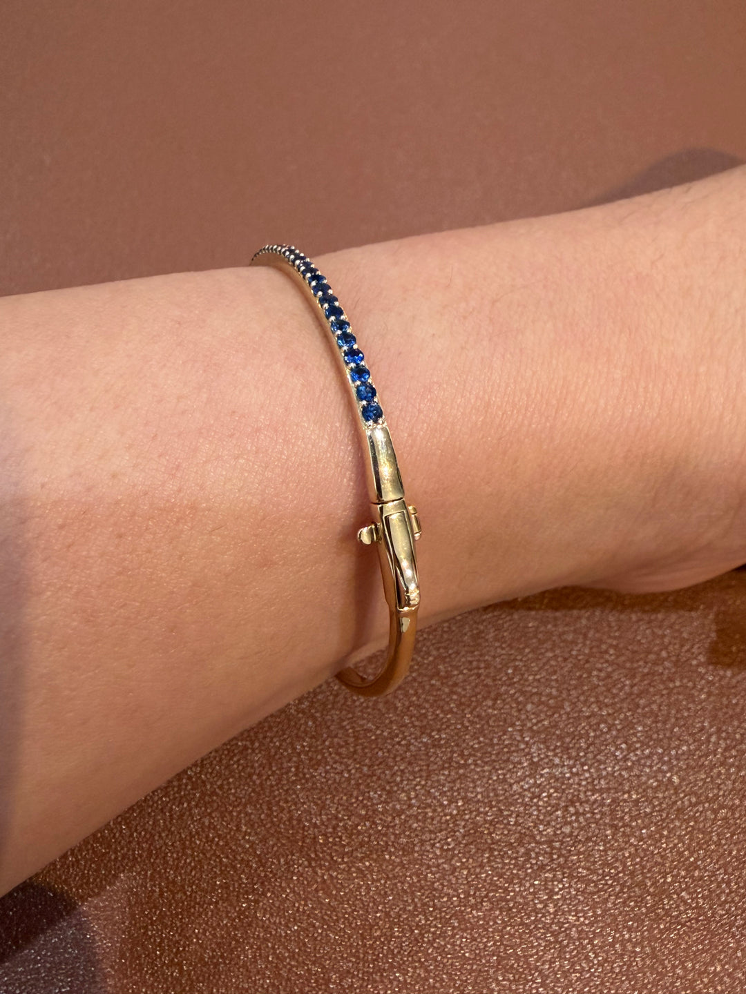 14K Yellow Gold Sapphire Bangle Bracelet