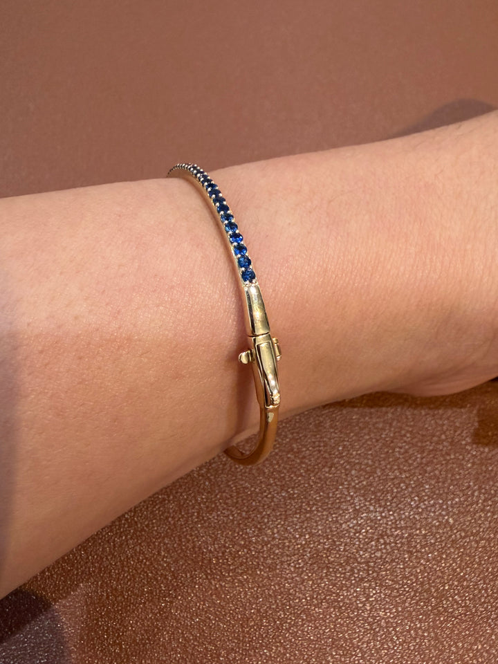 14K Yellow Gold Sapphire Bangle Bracelet