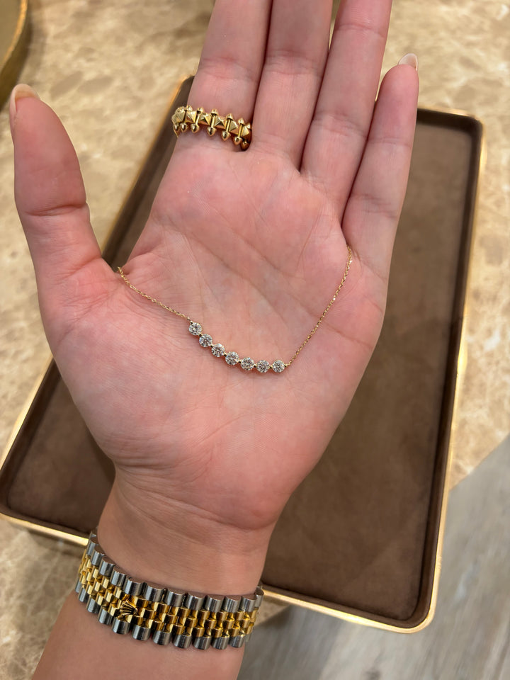 14K Yellow Gold Seven Lab Diamond Necklace
