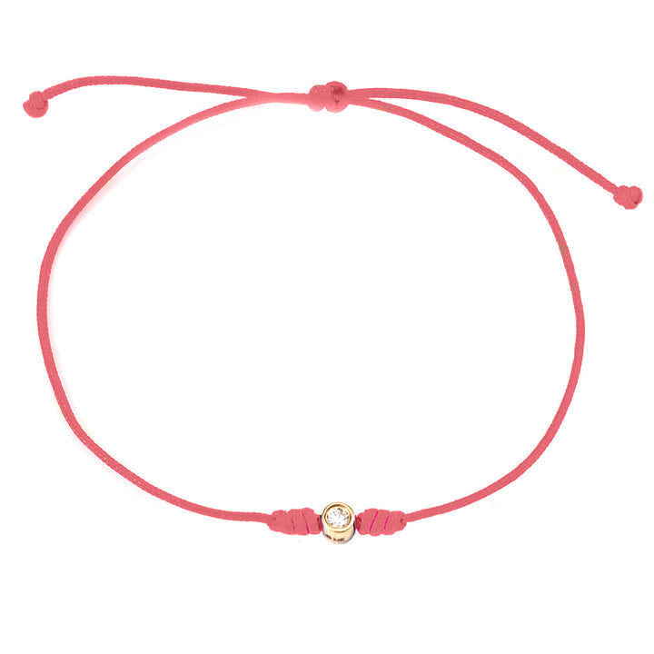 14K Bezel Set Diamond On Cord Bracelet
