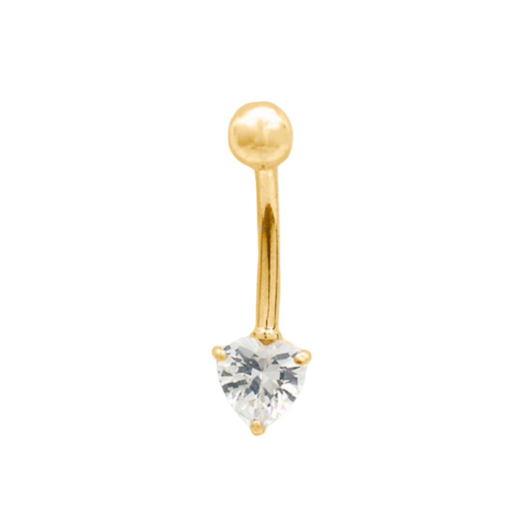 14K Yellow Gold Zirconia Belly Piercing