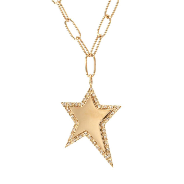 14K Paper Clip Necklace With Star Charm