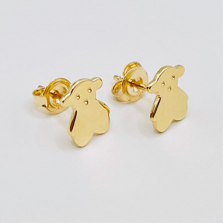 14K Flat Osos Lisos Finos Earrings