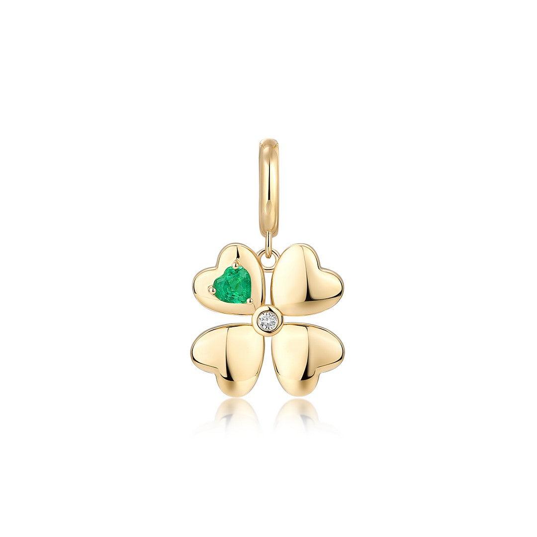 14K Yellow Gold Four Leaf Clover Pendant