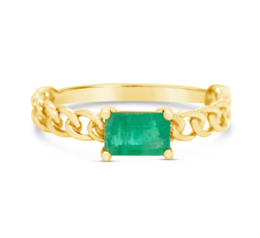 18k Gold Chain + Emerald Ring