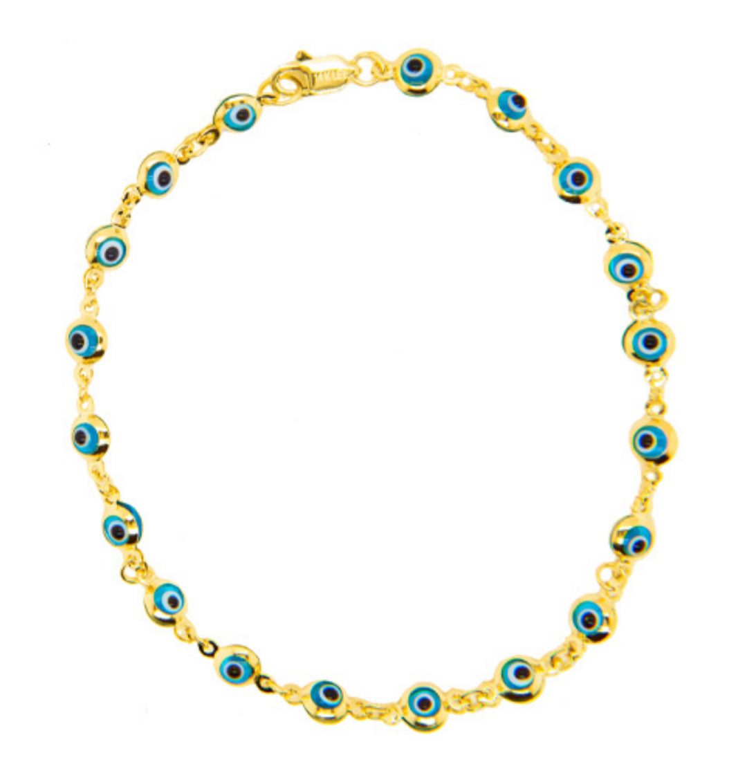 14K Rounds Evil Eye connected bracelet
