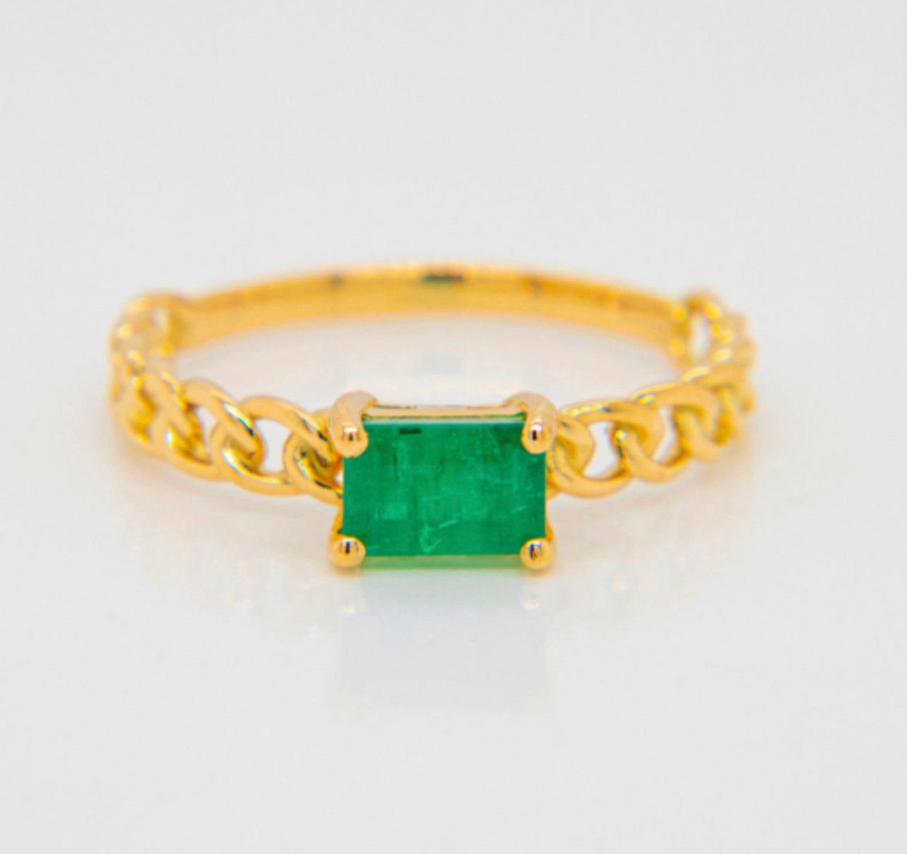 18k Gold Chain + Emerald Ring