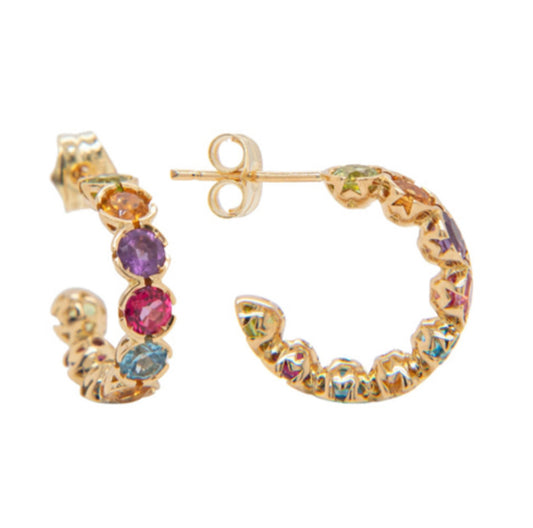 Hoops 18K + Semi Precious Stones