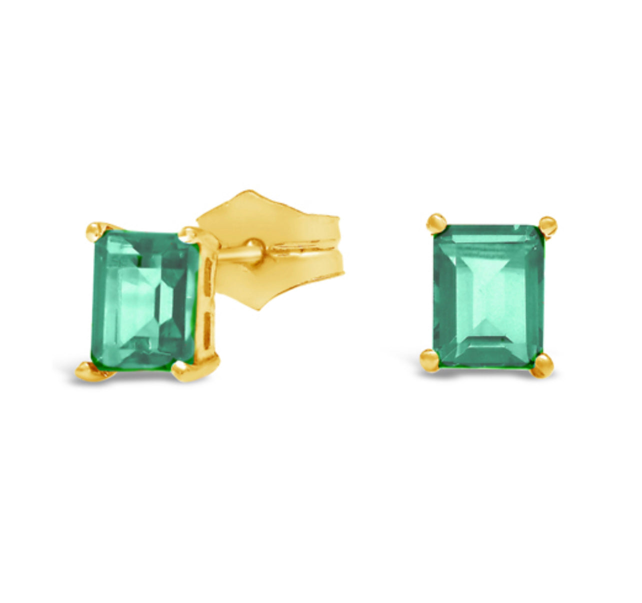 18K Emerald Cut Earrings