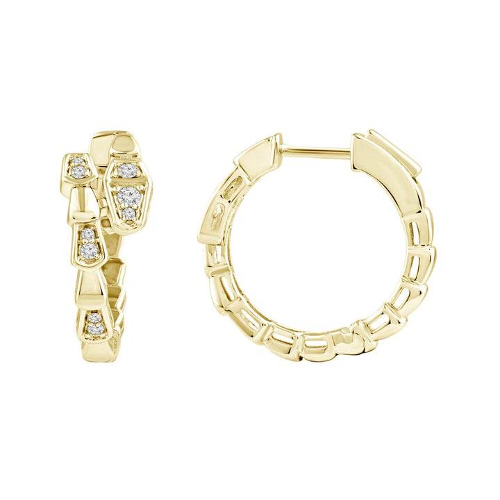 18K Yellow Gold Diamonds Hoops Serpent Earrings