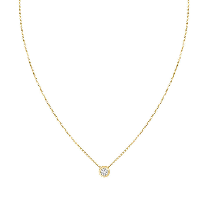 18K Yellow Gold and 0.10ct (Punto de Luz )  Natural Diamond Bezel Necklace