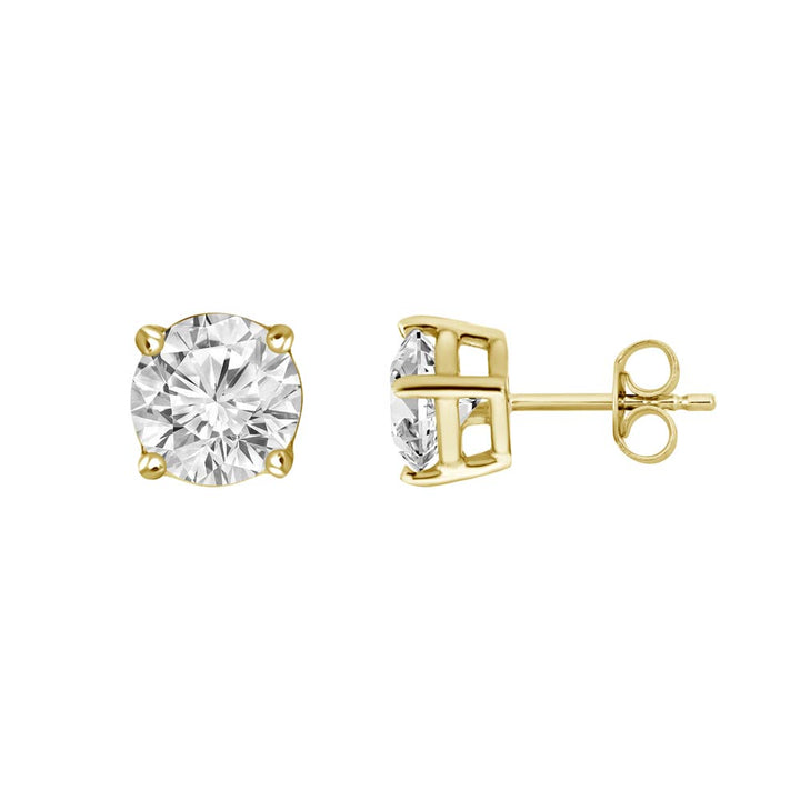 14K Gold 2.06 TCW Lab Diamond Studs Earrings Pushbacks