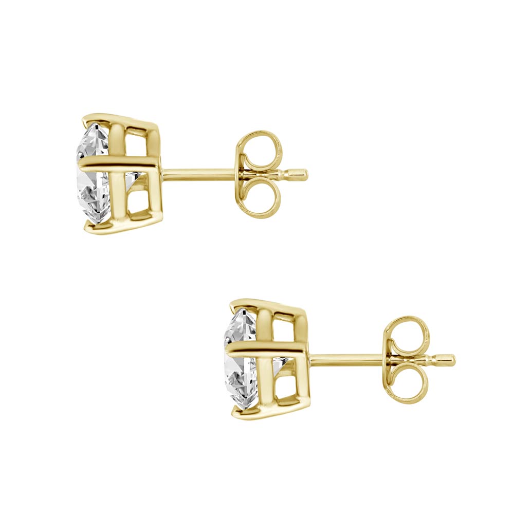 14K Gold 2.06 TCW Lab Diamond Studs Earrings Pushbacks