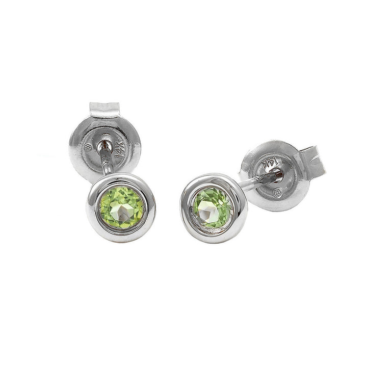 14K Gold Round Bezel Peridot Earring