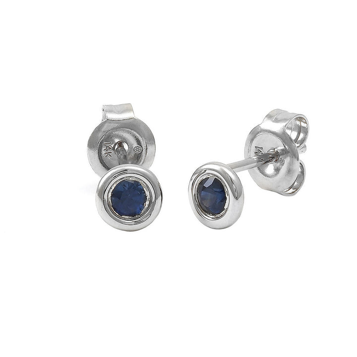 14K Gold Round Bezel Sapphire Earring