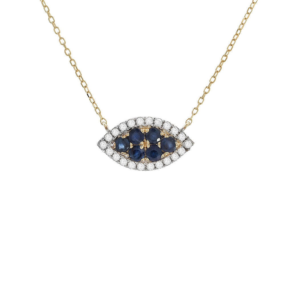 14K Yellow Gold Round Prong Sapphire Necklace