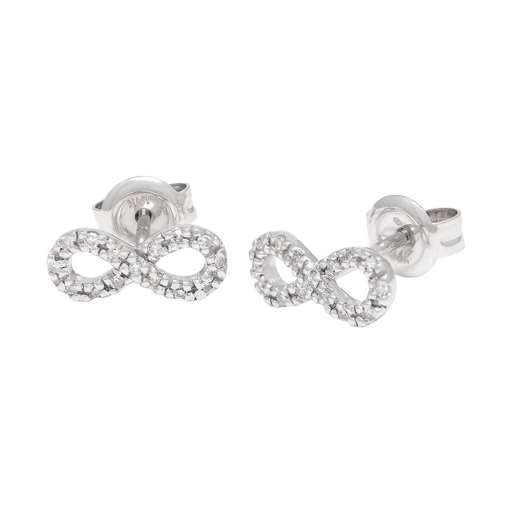 14K Gold and Diamond Infinity Earring